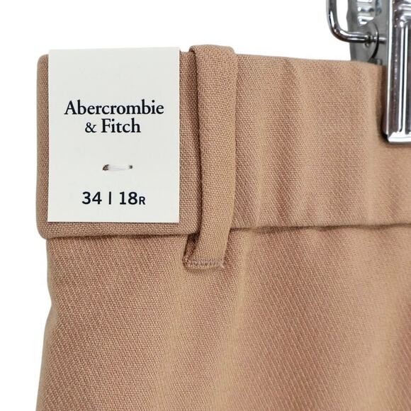 NWT Abercrombie & Fitch Sloane Tailored Wide Leg Pant In Tan Size 34 Regular - Picture 8 of 10